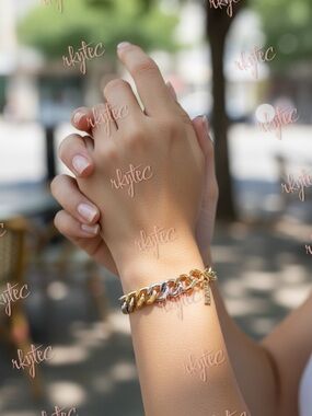 Luv AJ Bracelet Chunky Curb Link Chain Ombré Tri-Tone Multicolor